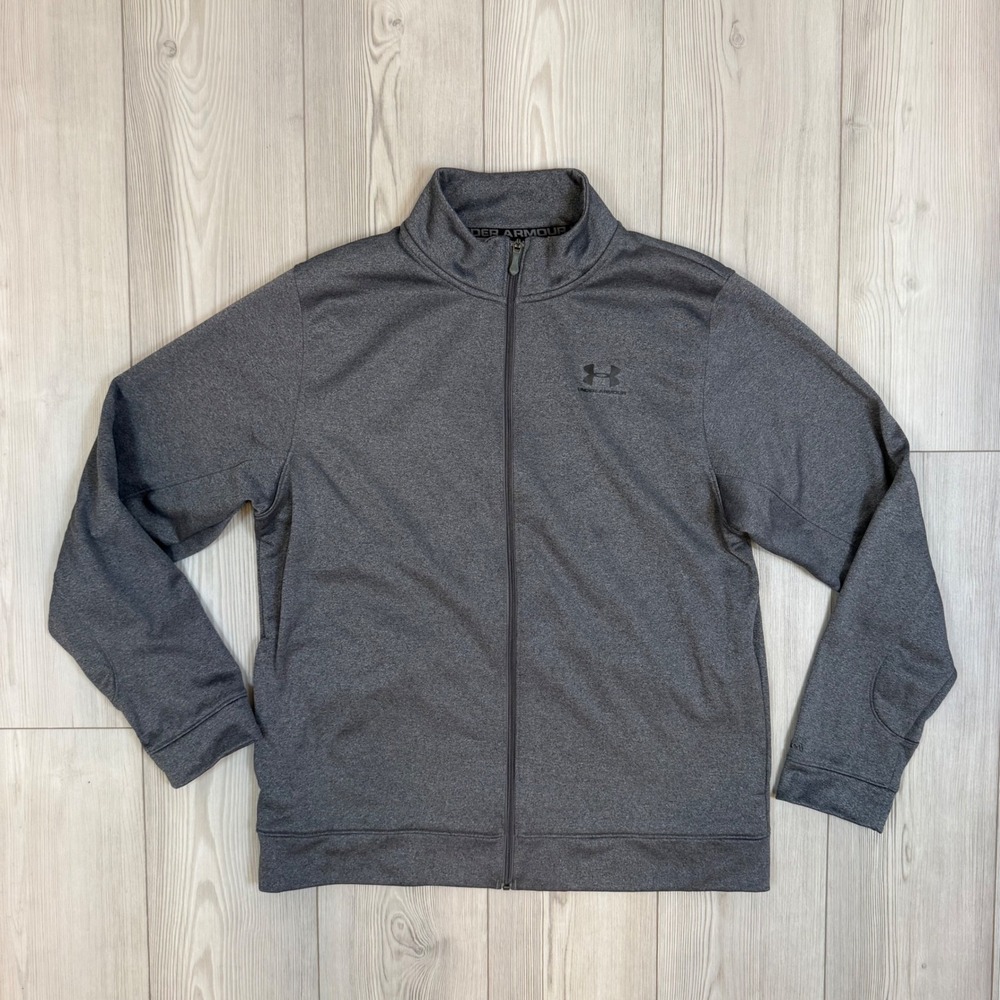 Under Armour Mens Gray Full Zip Fleece Lined Track Jacket Style 1239451 Large